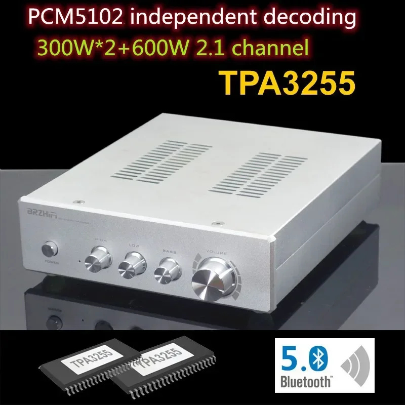 AC110V/AC220V TPA3255 QCC3034 Bluetooth 5,0 Fever 300 Вт * 2 + 600 Вт 2,1-канальный сабвуфер аудиоусилитель PCM5102A декодирование