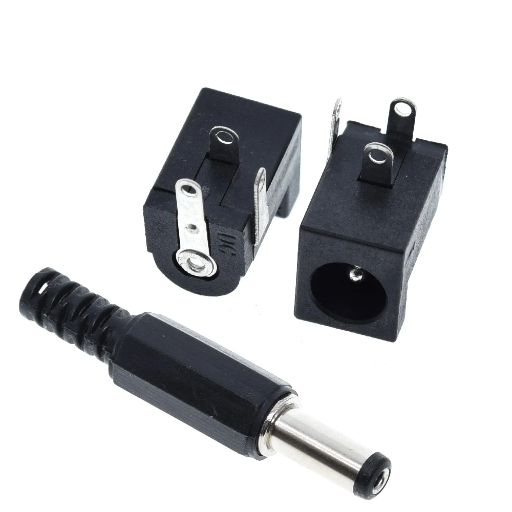 TZT 10Pcs DC-005 Black DC Power Jack Socket Connector DC005 5.5*2.1mm 2.1 socket Round the needle