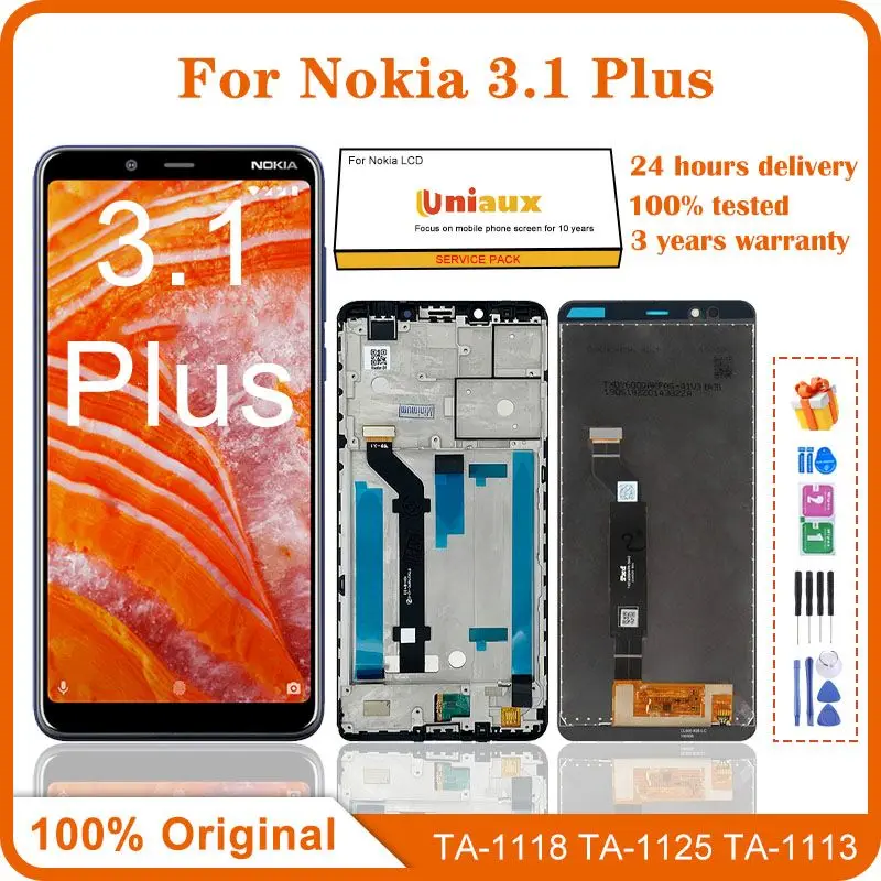 

6.0" Original LCD For Nokia 3.1 Plus TA-1118 TA-1104 TA-1125 TA-1117 LCD Display Touch Screen Digitizer Assembly With Frame