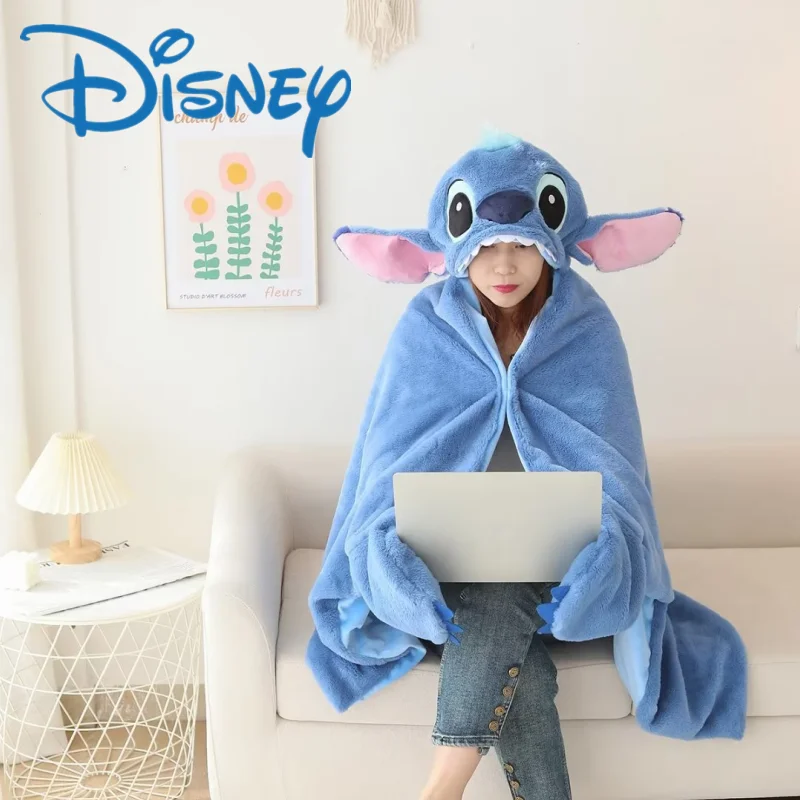 

Disney Cartoon Cosplay Clothes Lucifer Stitch Hooded Cape Blanket Women Men Plush Warm Cloak Office Blanket Soft Shawls Gifts