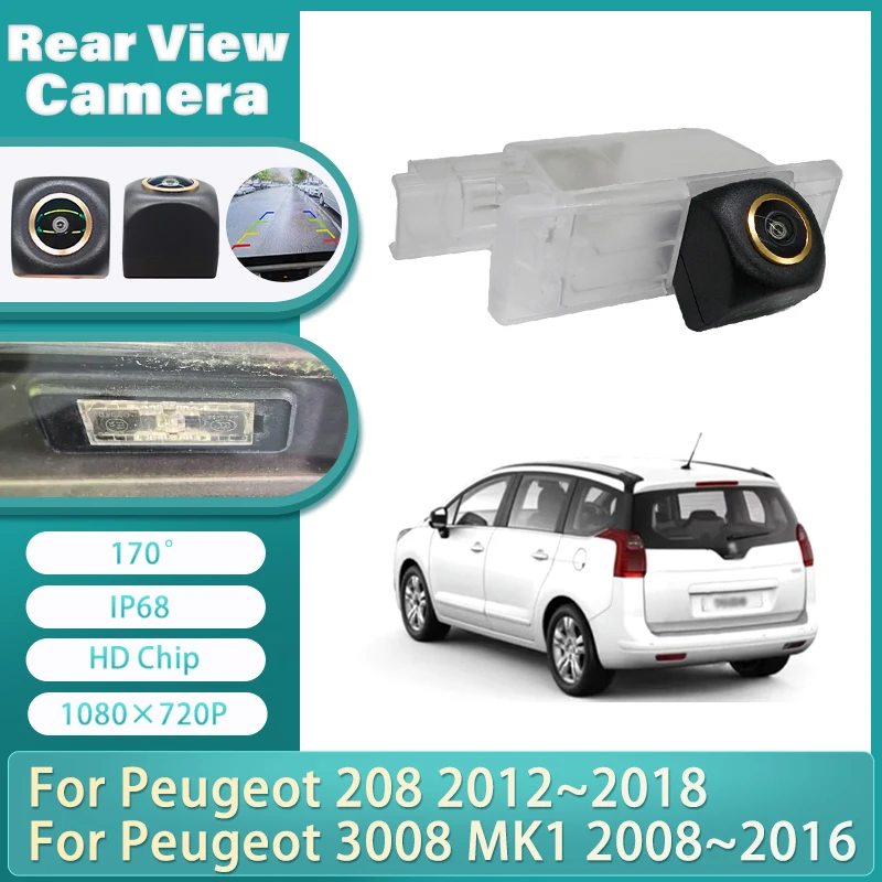 HD CCD 1080×720 Fisheye Rear View Camera For Peugeot 3008 MK1 2008~2016 208 2012~2018 Car Reverse Backup Parking Accessories