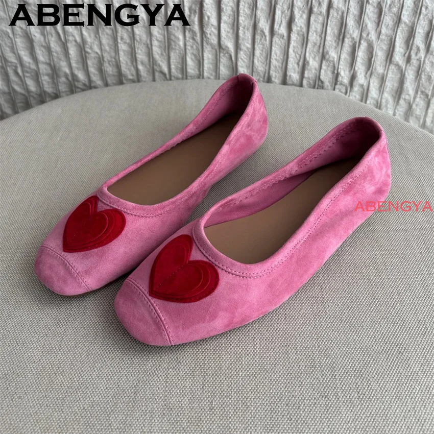 Heart-shaped Patch Doudou Shoes Women Multicolour Round Toe Loafers Flat Shoes 2026 Summer Moccasins Lady Driving Shoes Woman