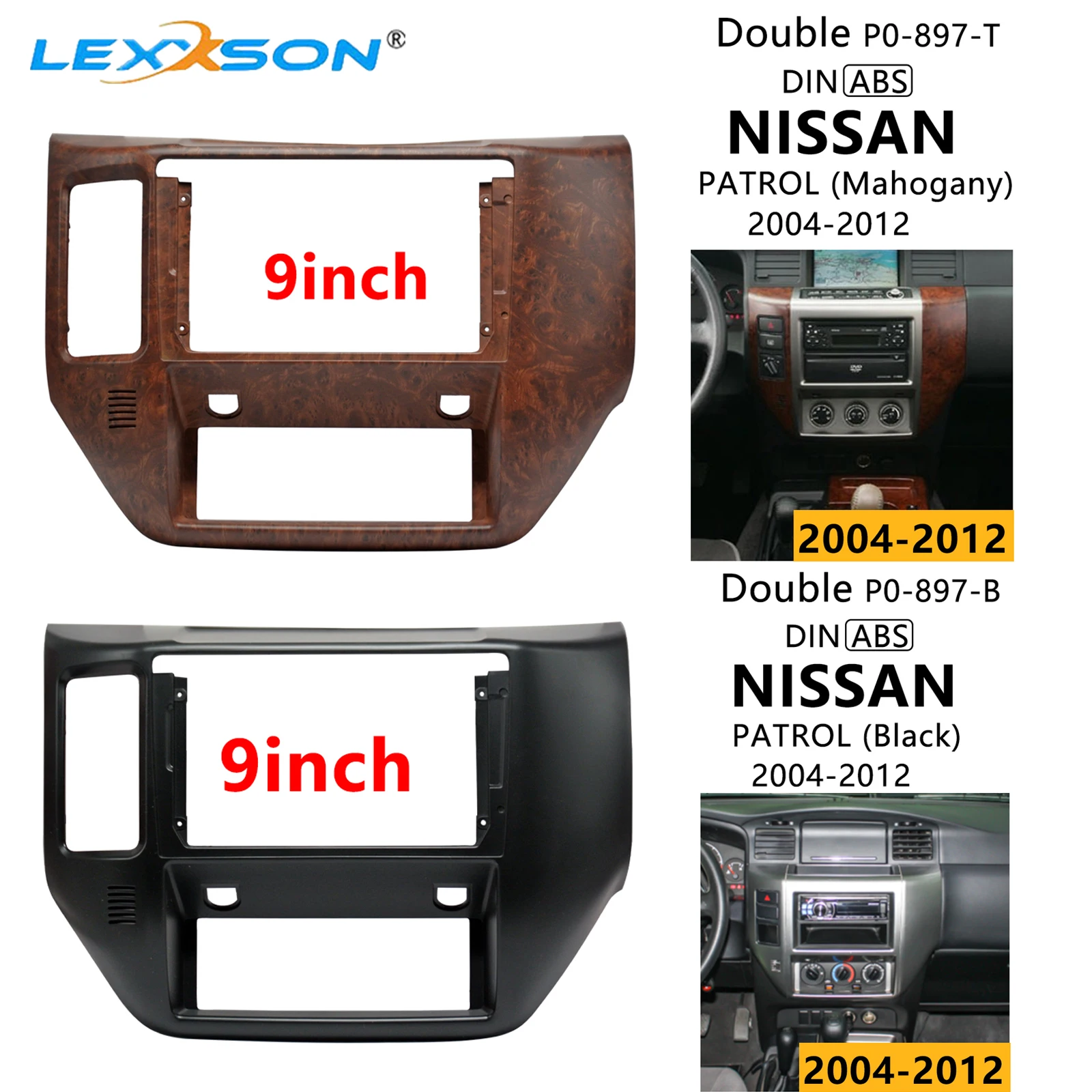 

9 inch Car Fascias For NISSAN PATROL 2004-2012 Stereo 1/2din Dash Install Double Din Car Radio Frame Cable For Tape Adapter Kit