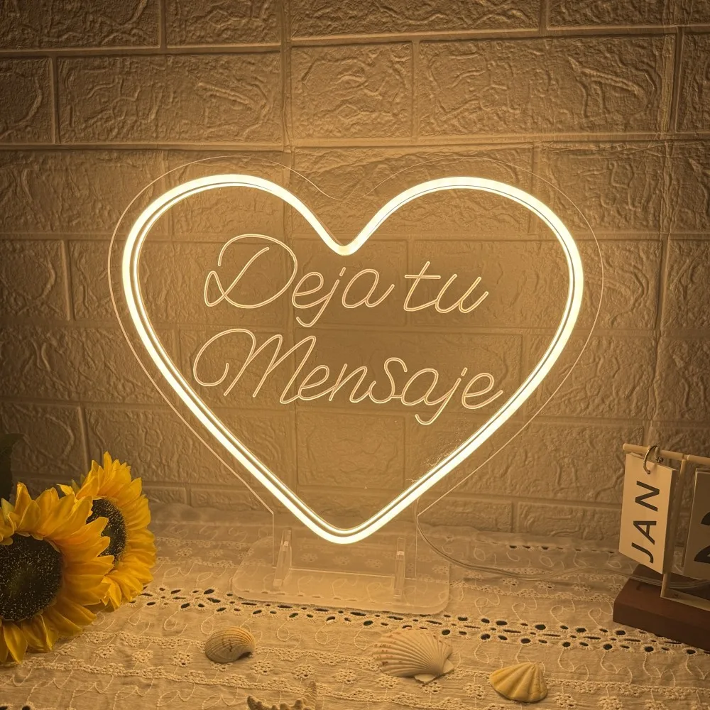 Leave A Message Neon Sign LED Spanish Dejar un mensaje Led Neon Light Coffee Bar Room Decor Sign Wedding Bedroom Decoration