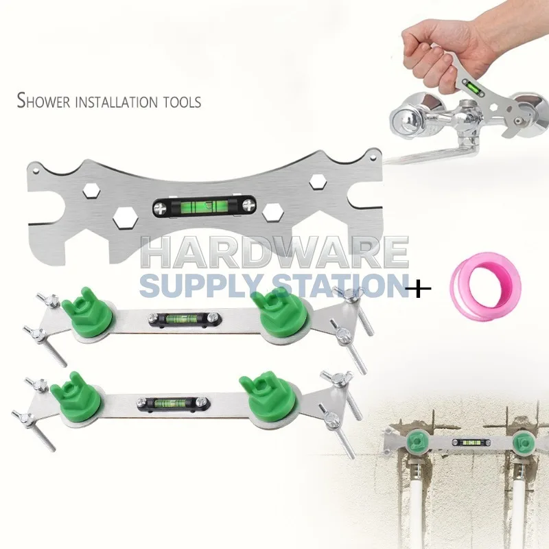 

Stainless steel universal bathroom wrench, shower head, thickened hexagonal wrench, curved foot level ruler installation