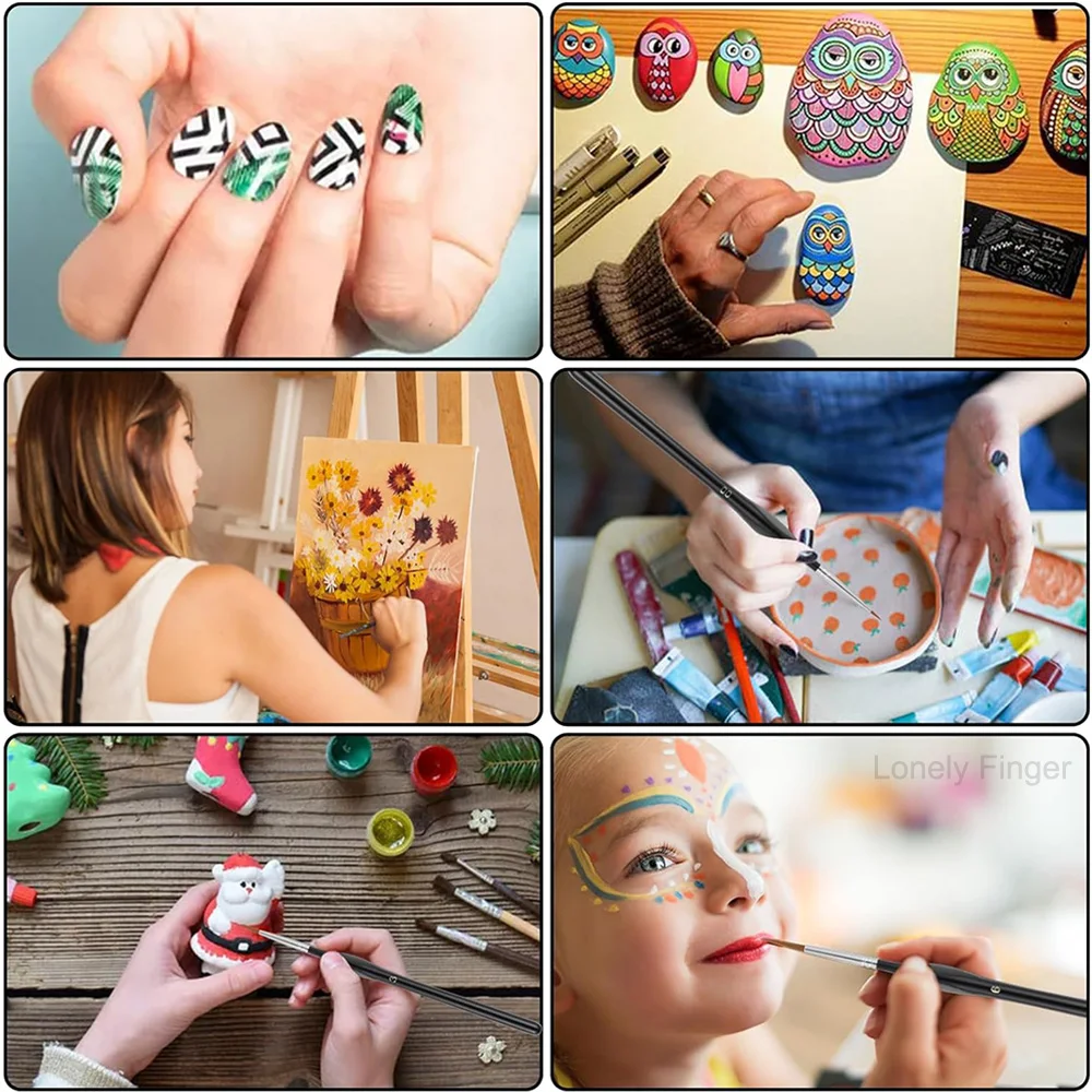 فرش طلاء مصغرة - مجموعة فرش طلاء نموذجية مكونة من 10 قطع للألوان المائية الزيتية الأكريليك، وفرش طلاء بتفاصيل صغيرة للرسم الفني #6