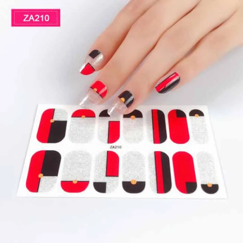 1 folha de cobertura completa etiqueta da arte do prego à prova dwaterproof água adesivo decoração tiras de esmalte diy envoltórios de unhas remendo para mulher