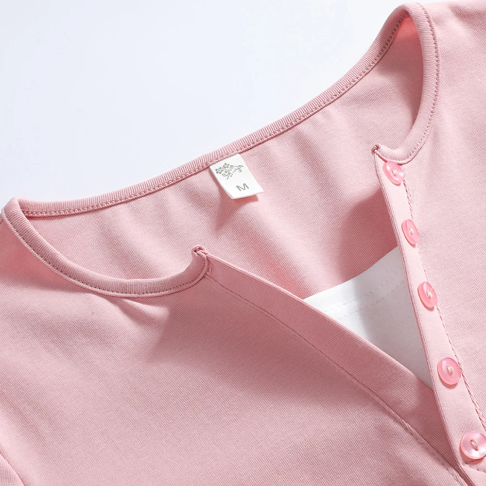 الكورية نمط الوردي طويلة الأكمام تي شيرت المرأة الجديدة الراقية القطن موضة حجم كبير وهمية قطعتين الربط الخامس الرقبة رداء علوي غير رسمي