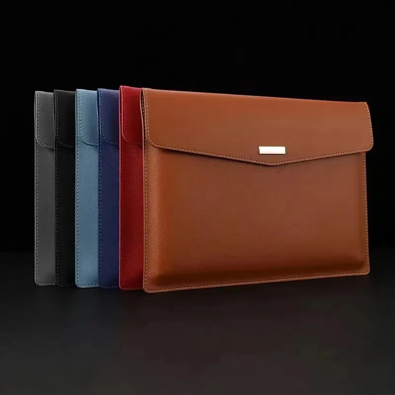 Waterproof Leather File Bag A4 Business Briefcase File Folder Data Document Paper Organizer Storage Bag School Office Stationery