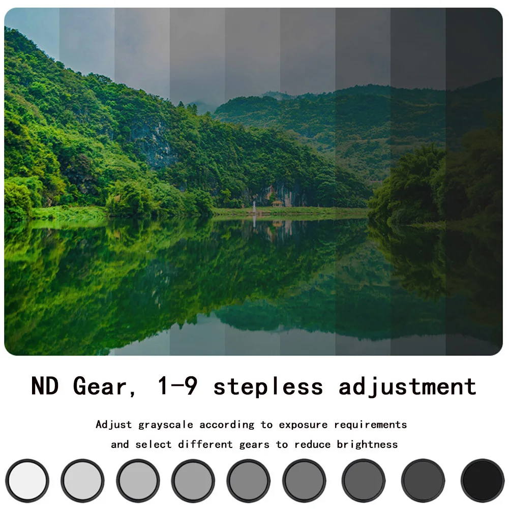 Adjust ND Filter ND2-400 Variable Multi Coated Neutral Density Lens Filter for Camera 37 40.5 43 46 49 52 55 58 62 67 72 77 82mm