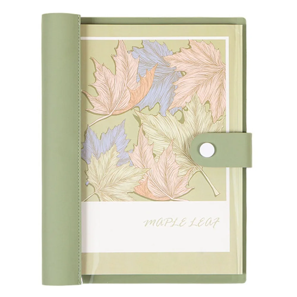 Removable Artificial Leather Loose-leaf Book Transparent Cover PVC Notebook 120 Pages with Button Notepad Student