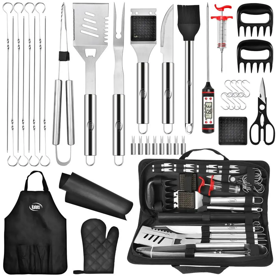 

Аксессуары для барбекю, полный набор для гриля, подарки для мужчин и пап, 40 предметов, премиум-качество, износостойкая нержавеющая сталь, набор для барбекю.