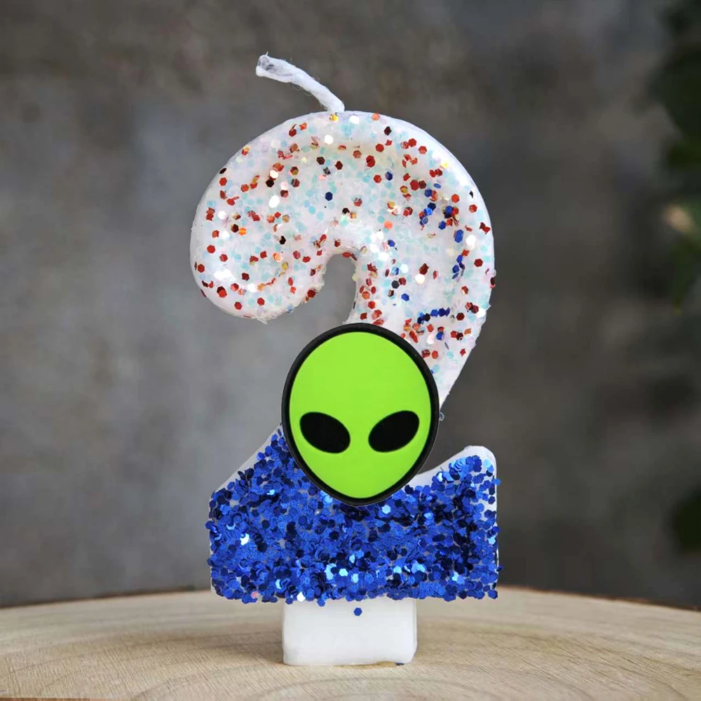 Astronaut Alien Candle Number 0-9 Birthday Cake Candle Decoration Alien Birthday Party Cake Topper Baby Shower Decor Gift view 3