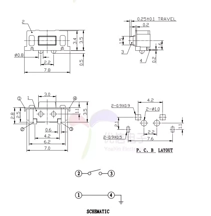 50pcs Micro Tact Switch Touch 3*6*3.5 3x6x3.5 SMD For MP3 MP4 Tablet PC Button Headset Remote Control