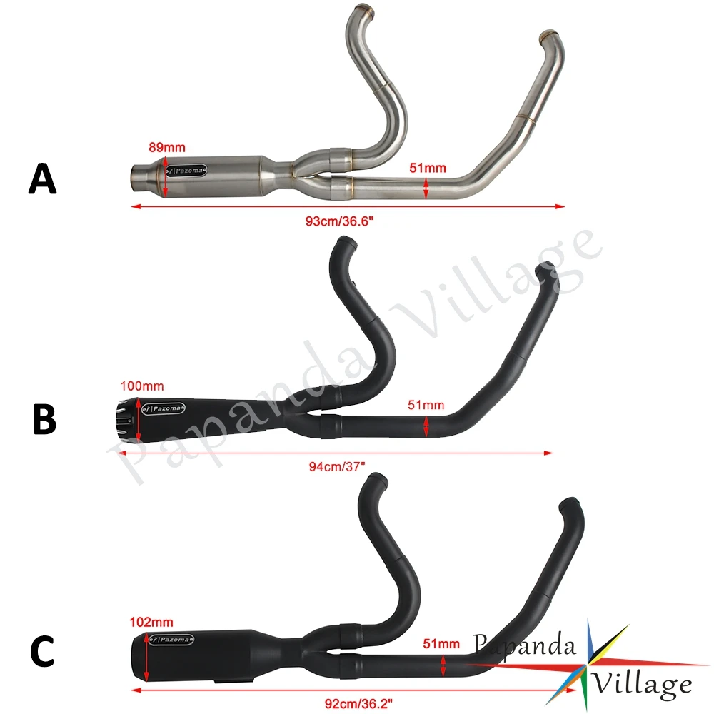 Motorcycle 2-into-1 Exhaust Muffler Slip On Muffler Exhaust Pipes Tube For Harley 2017-Up M8 Touring FLHT FLHR FLHX FLTRX FLTRU
