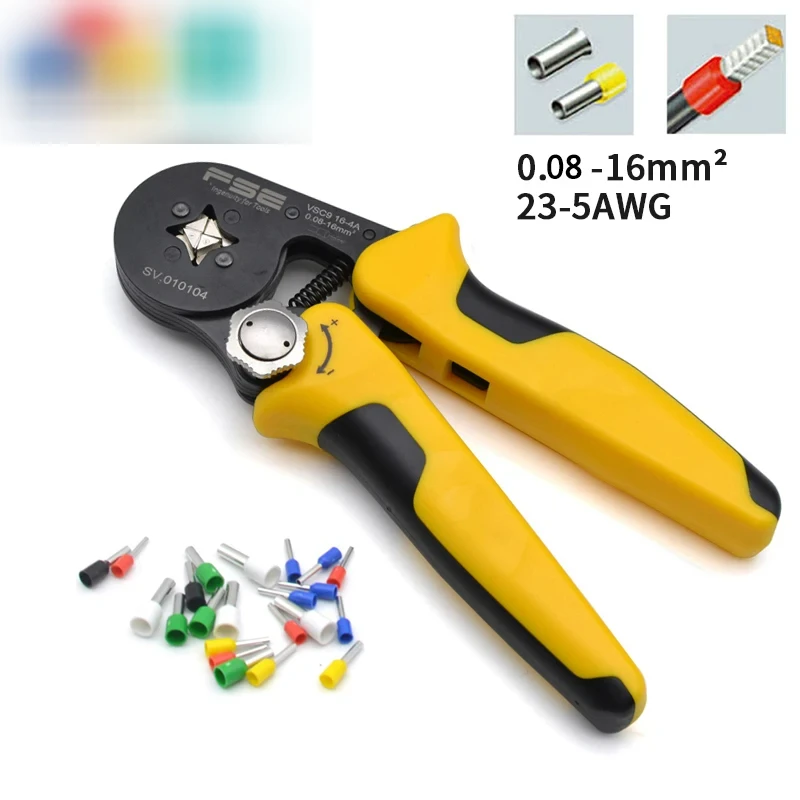 

VSC9-16-4A 0.08-16mm^2 23-5AWG Adjustable Precise Crimp Pliers Tube Bootlace Terminal Crimping Hand Tool HSC9-16-4A