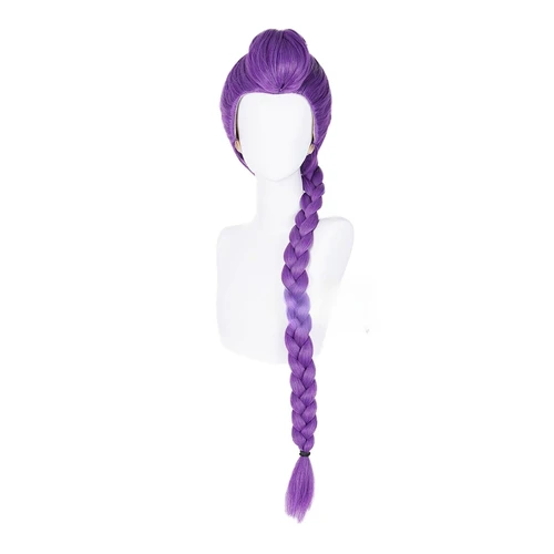 Imagen 2 del producto Peluca sintética Rumi para Cosplay, pelo de mujer morado pre trenzado, cola de caballo esponjosa Yaki de 105cm, pelucas resistentes al calor de Anime