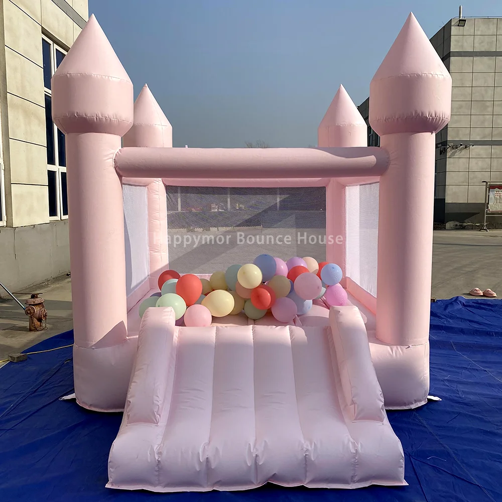 

8x10ft Pastel Pink Inflatable Bounce House With Slide Girl Commercial Pvc Bouncy Castle Party Rental Inflatable Bouncer For Kids