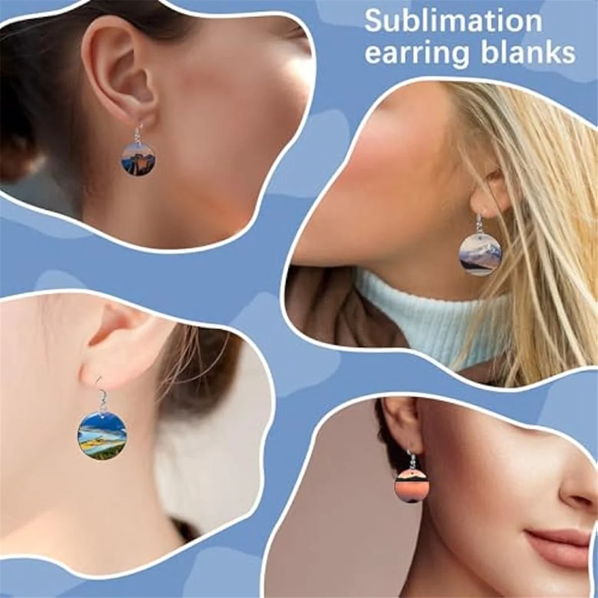 A32P_210Pcs Sublimation Earring Blanks Double Sides 70 Sublimation Blank Products ,70 Hooks and 70 Jump Rings Heat Transfer