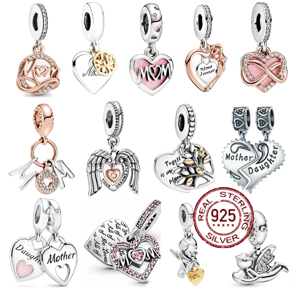 

Heart Mom Family Dangle Dream Catcher Charms Fit Original Pandora Bracelet 925 Sterling Silver Charms Beads for Women Jewelry