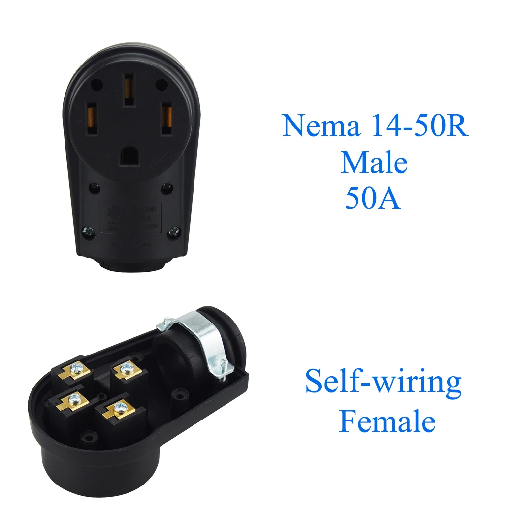 [Nema 14-50R] 50 Amp Heavy Duty RV EV Replacement Socket, Nema 14-50R Female, 50AMP Replacement Power Assembly plug