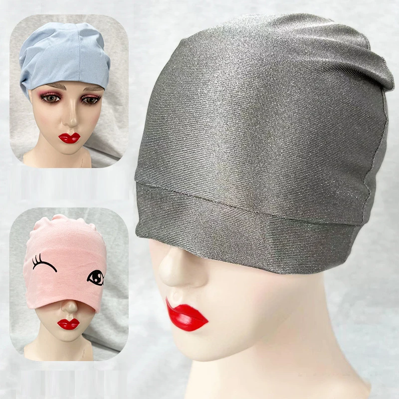 M/L Silver Fiber Anti Radiation Cap Work Computers Electromagnetic Wave Rfid Shielding EMF Protection Hat Liner Beanies Unisex