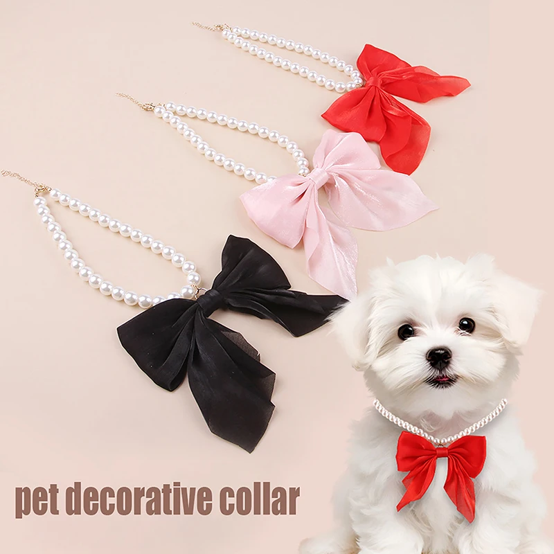 Lovely Pet Ornament Necklace Great Lightweight Pet Necklace Jewelry Shiny Cat Dog Pearl Necklace Pet Jewelry Accessories Gifts