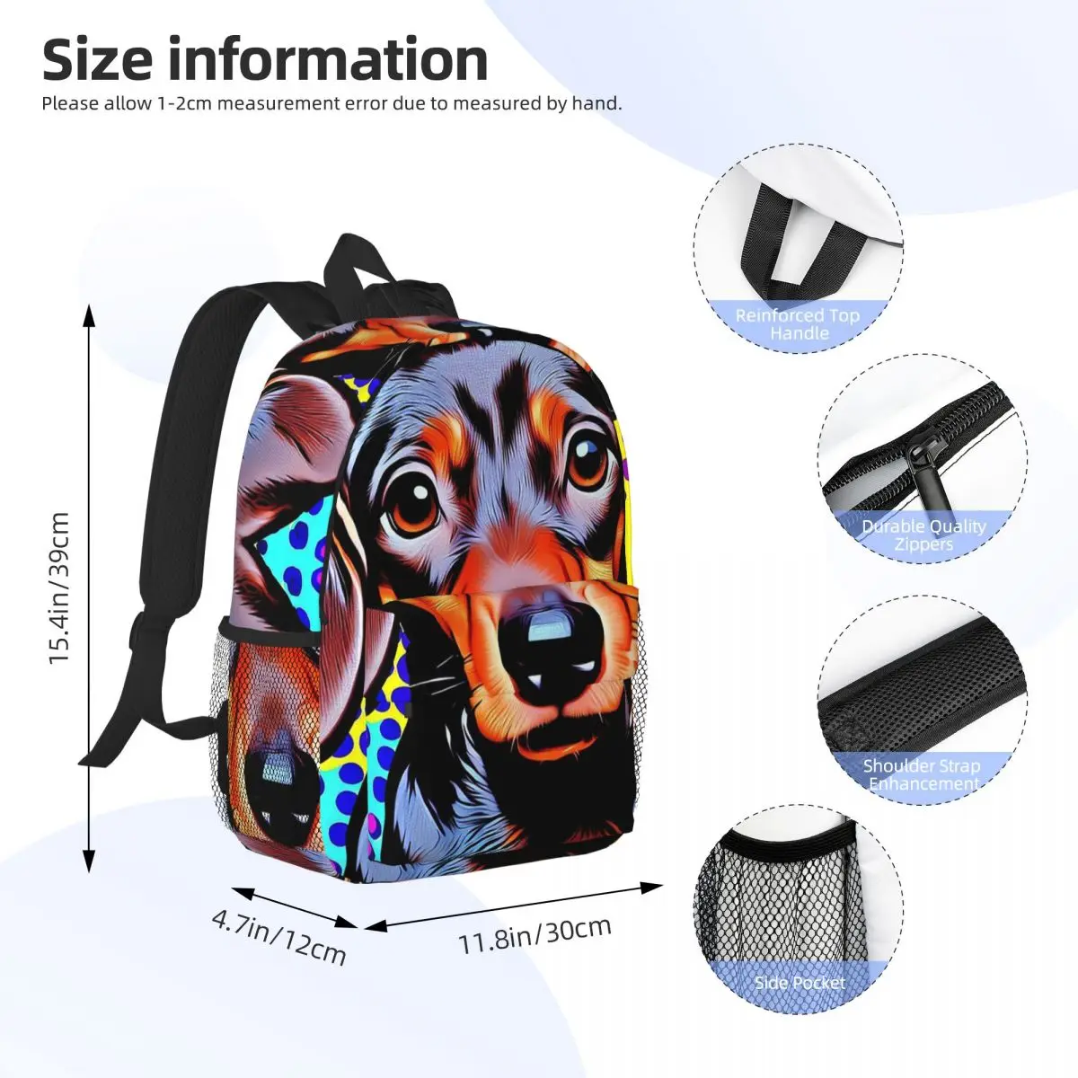 Dachshund Pop Art 1 Backpacks Boys Girls Bookbag Casual Children School Bags Travel Rucksack Shoulder Bag Large Capacity