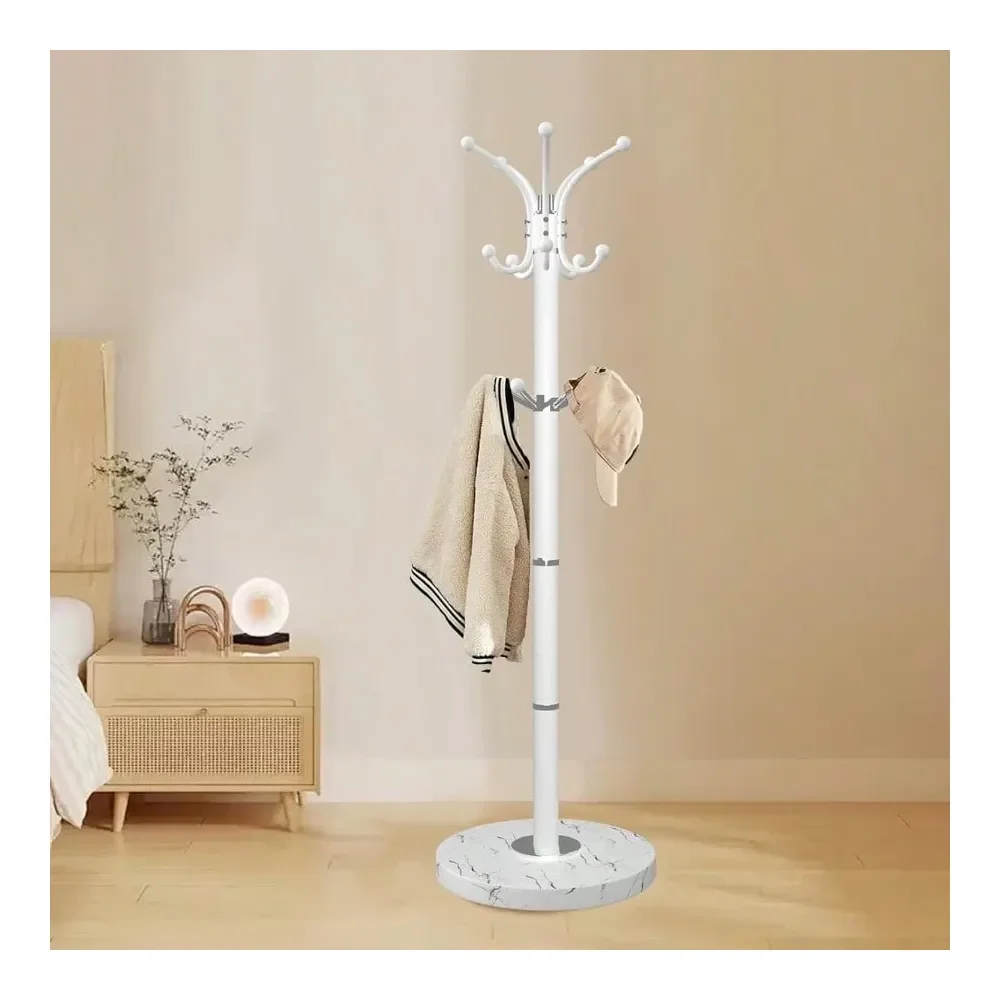 

Coat Rack Stand With Natural Marble Base, Modern Coat Rack Freestanding, 360Rotary Coat Racks With 14 Hooks, Heavy Duty Coat Ha