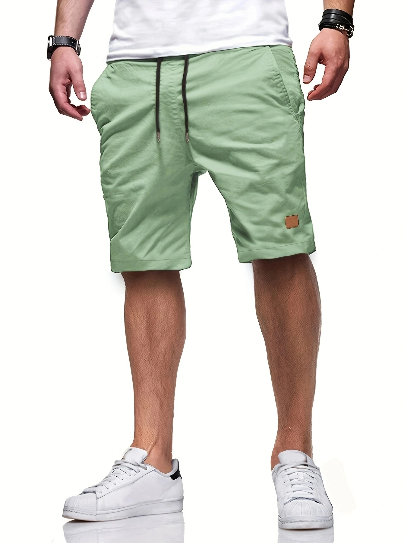 Bermudas cortas informales para hombre, pantalones cortos Cargo de cintura elástica Vintage para Fitness y trotar, novedad