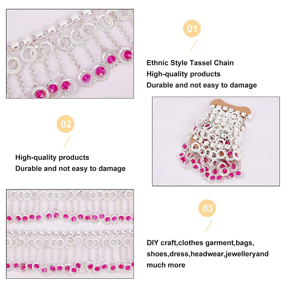 Tassel Trim Chain Rhinestone Fringe Trim Strips Tassel Chain Ribbon Sewing Craft for Wedding DIY Decoration and Bridal