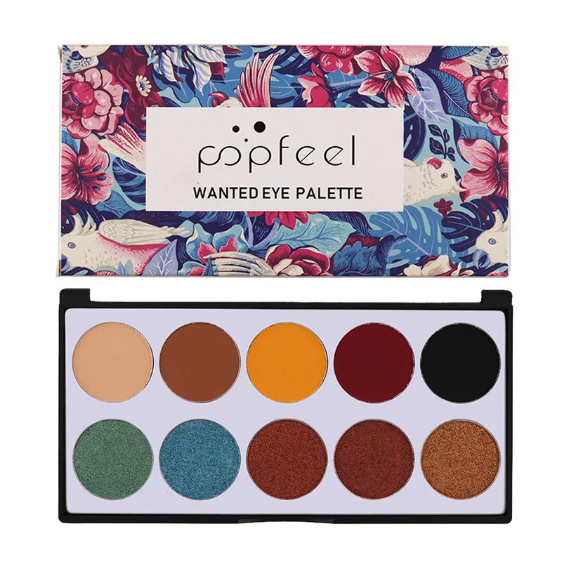 POPFEEL 10 Colors Eyeshadow Cosmetic Matte Eyeshadow Palette Shimmer Set Profissional Colorful Pigmented Matte Glitter Eyeshadow