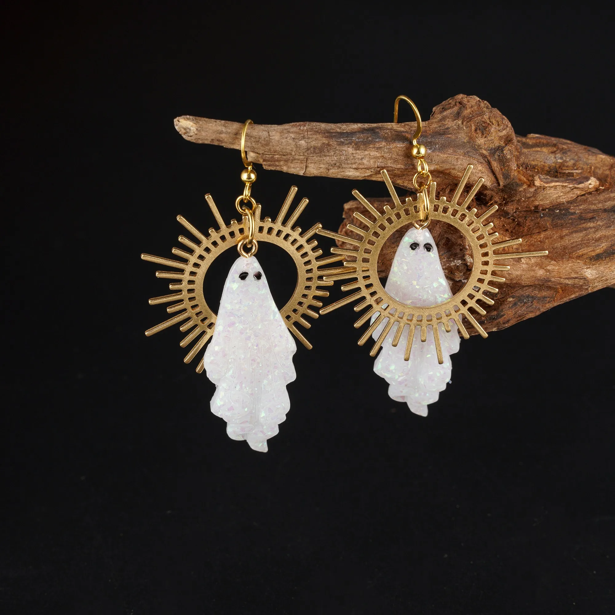 Goth Sun Ghost Star Ghost Earrings Halloween Handmade Earrings Resin Gothic Punk Style Horror Woman Witches Jewelry Dangle Gift