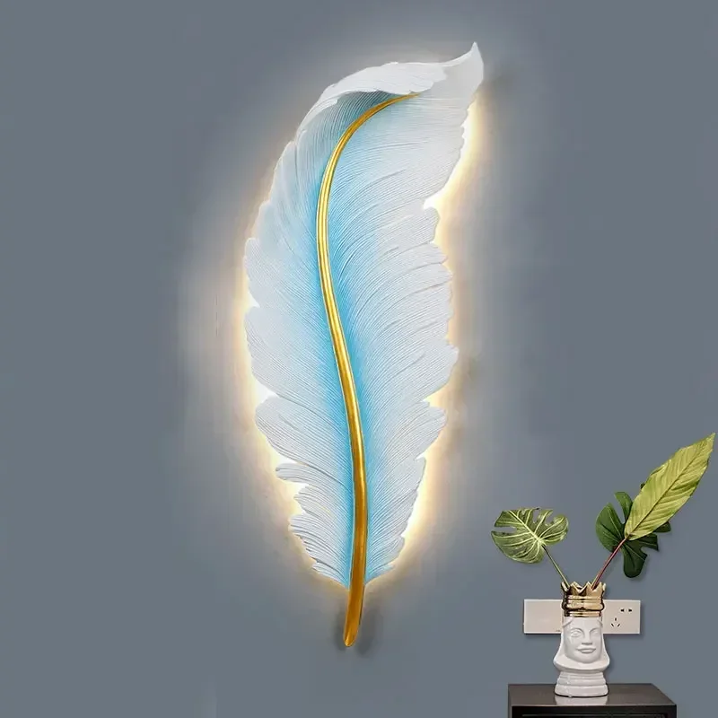 Creative Feather Wall Lamps for Living Room Restaurant Bedroom Loft Home Decoration Bathroom Mirror Light LED Lighting Fixtures