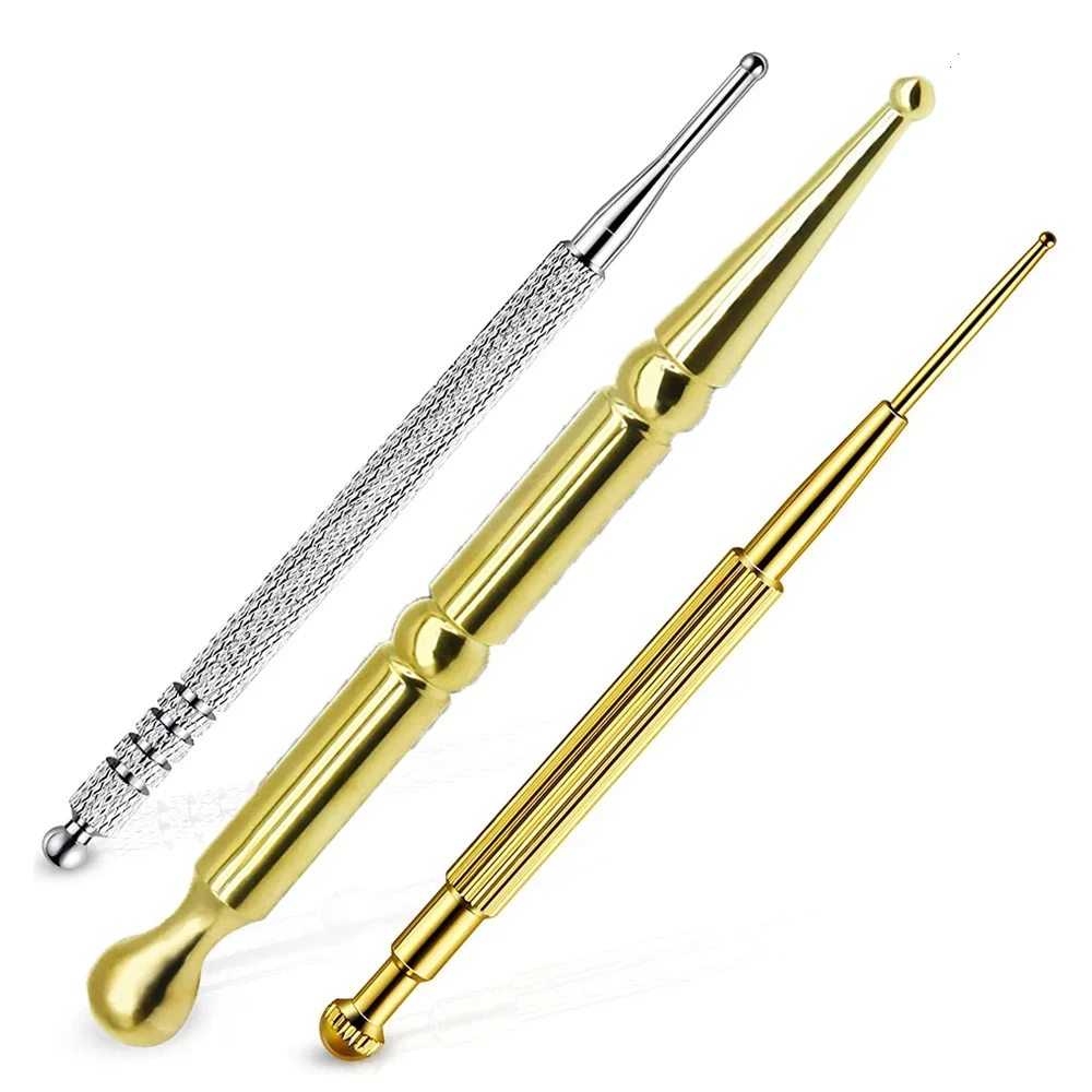 

3 Pieces Facial Reflexology Massage Tool Double Headed Spring Loaded Ear and Body Point Probe Pen Manual Acupuncture Pen