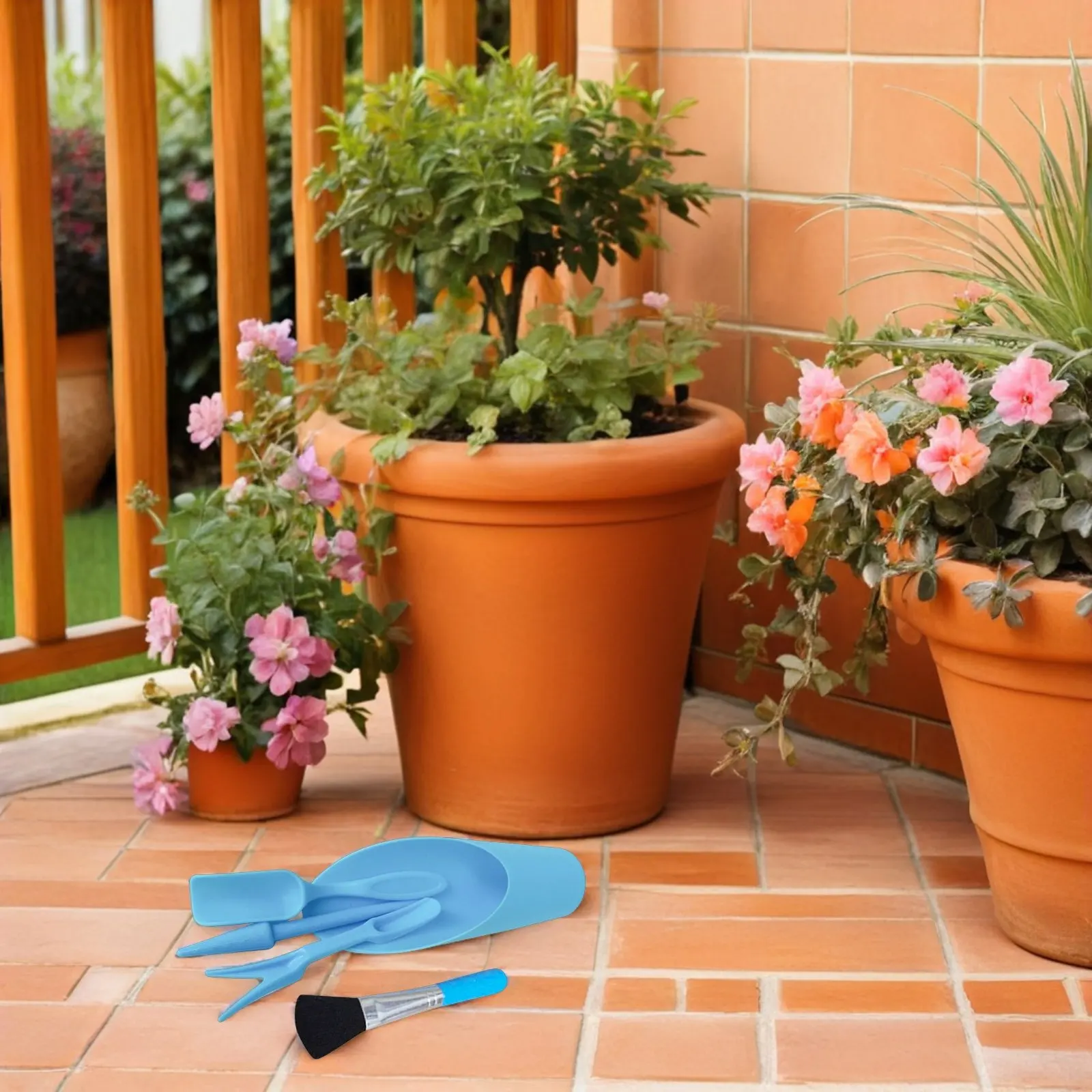 2Sets Garden Succulent Kit Mini Soil Scoop Transplant Trowel Spoon Soil Extractor Cleaning Brush Potting Tools Indoor Balcony