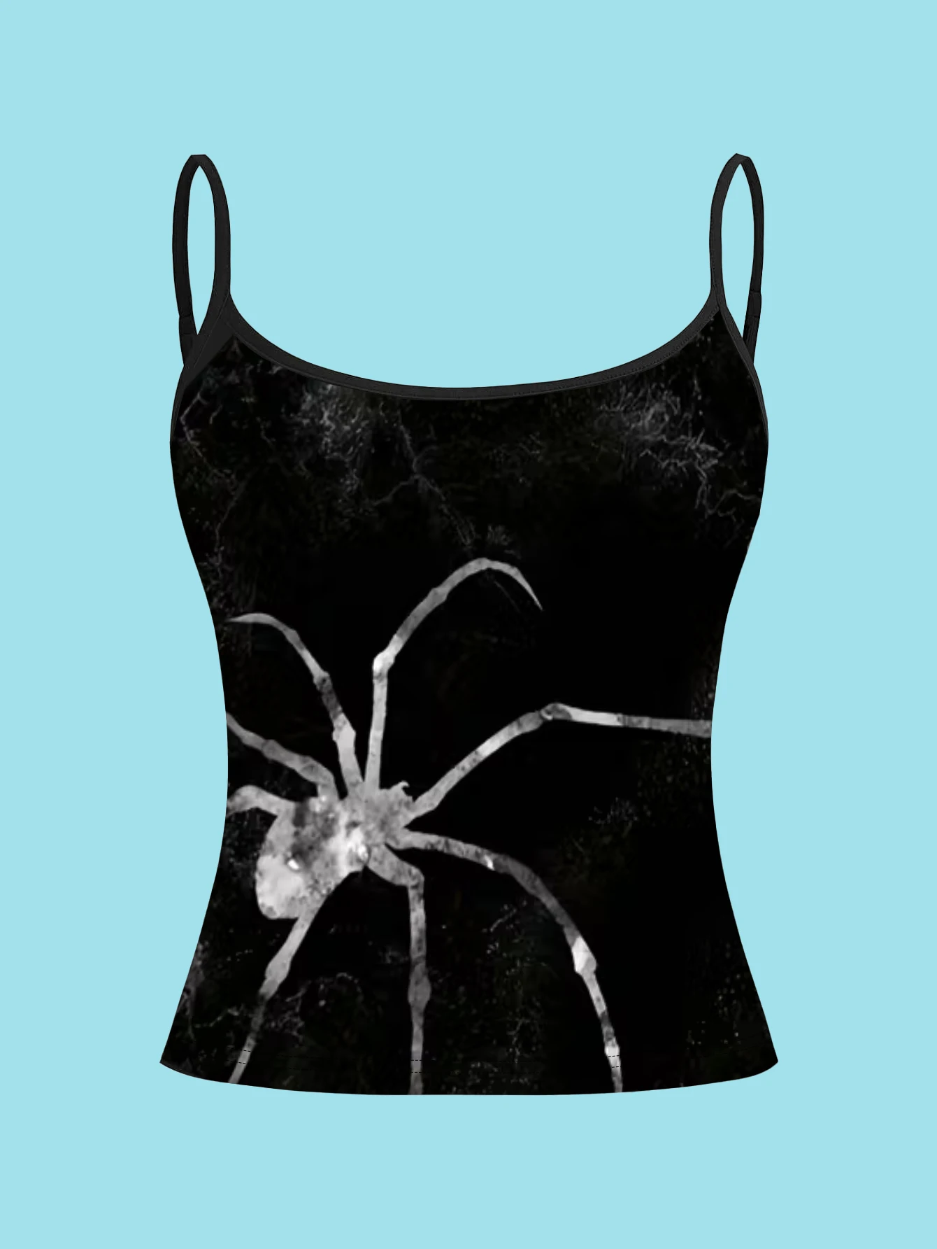 3-Piece Set of Gothic Style Spider Skull Portrait Camisoles, Slim-Fit Tank Tops for Y2K Fashionistas, Suitable for Both Inner and Outer Wear