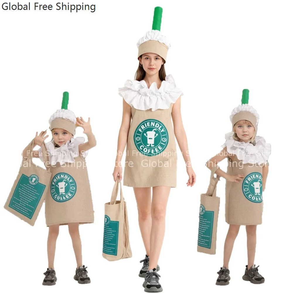 

Halloween Costume Party Children's Food Costumes Family Cocoa Drinks Coffee Stage Role Play Performance Costumes Adult Sets 2026