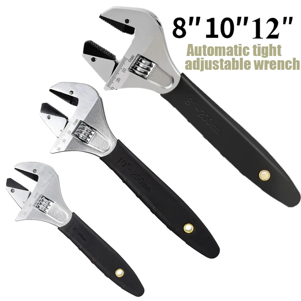 Adjustable Ratchet Wrench with Non-Slip Handle Plumbing Bathroom Pipe Repairing Tool Ratchet Monkey Wrench 8 inch 10inch 12inch