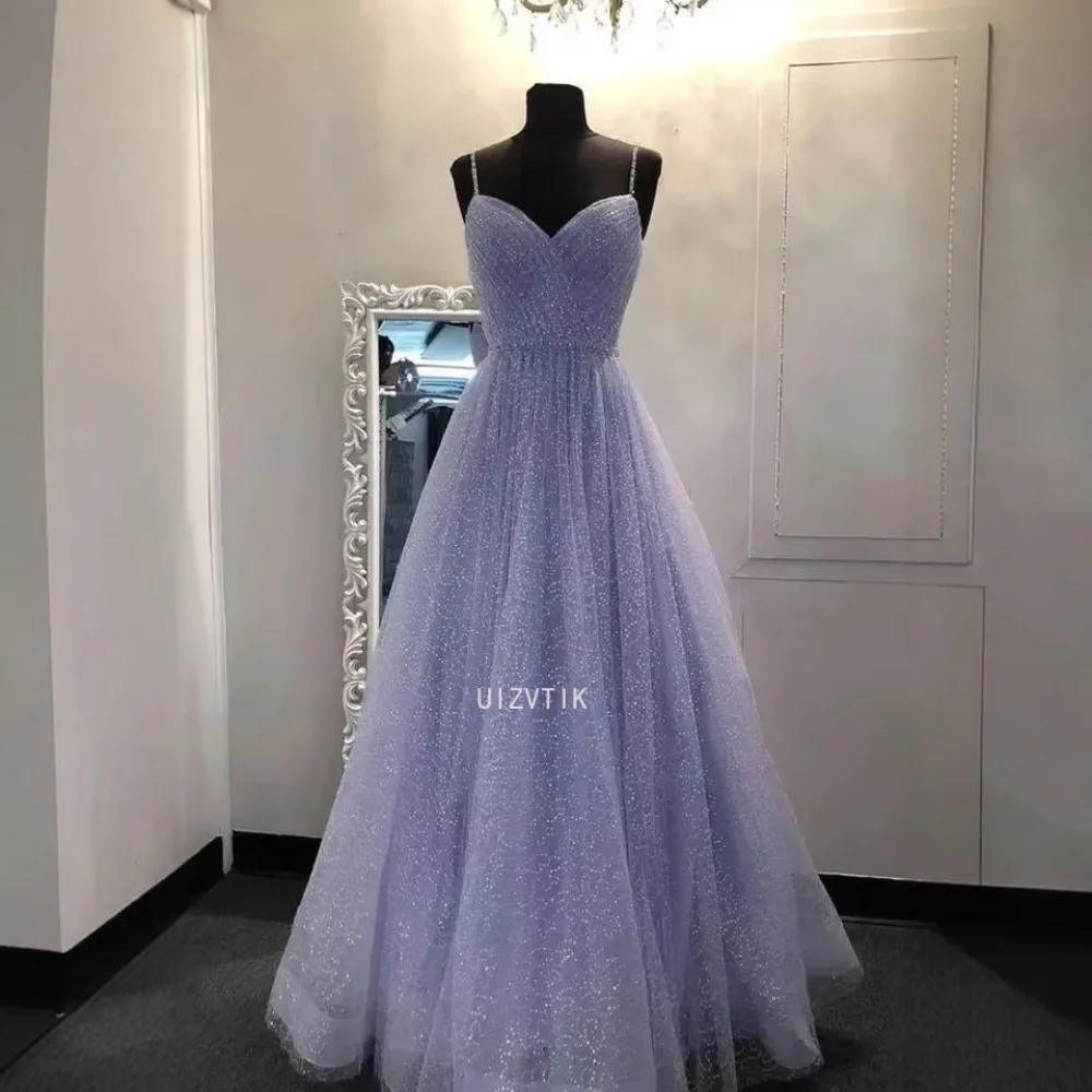 فساتين حفلات فاخرة خفيفة للنساء أشرطة سباغيتي على شكل حرف A فستان حفلات العودة للوطن لامع بأربطة بطول الأرض فساتين حفلات جديدة من Festasين