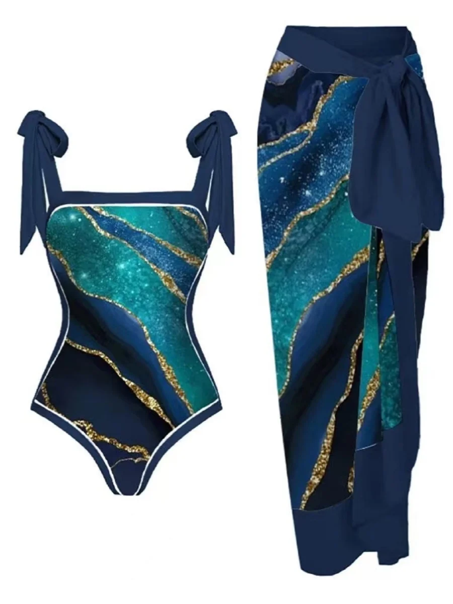 

Sexy Slimming One-Piece Swimsuit Women's Beach Dr Set Faionable Thermal Spa Swimming Bikini Full Coverage Fixed Chest Pad