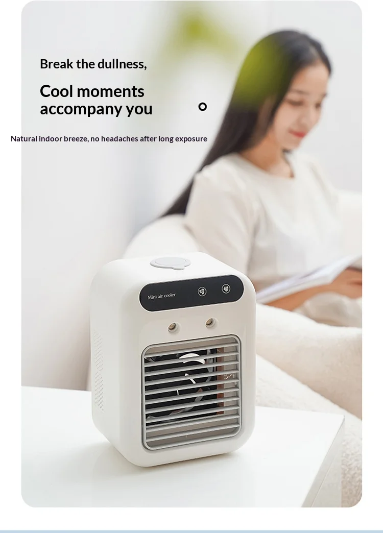 Portable Dormitory Spray Cooler with Humidification, Electric Fan, Desktop Mobile Air Cooler for Small Household Air Conditioner