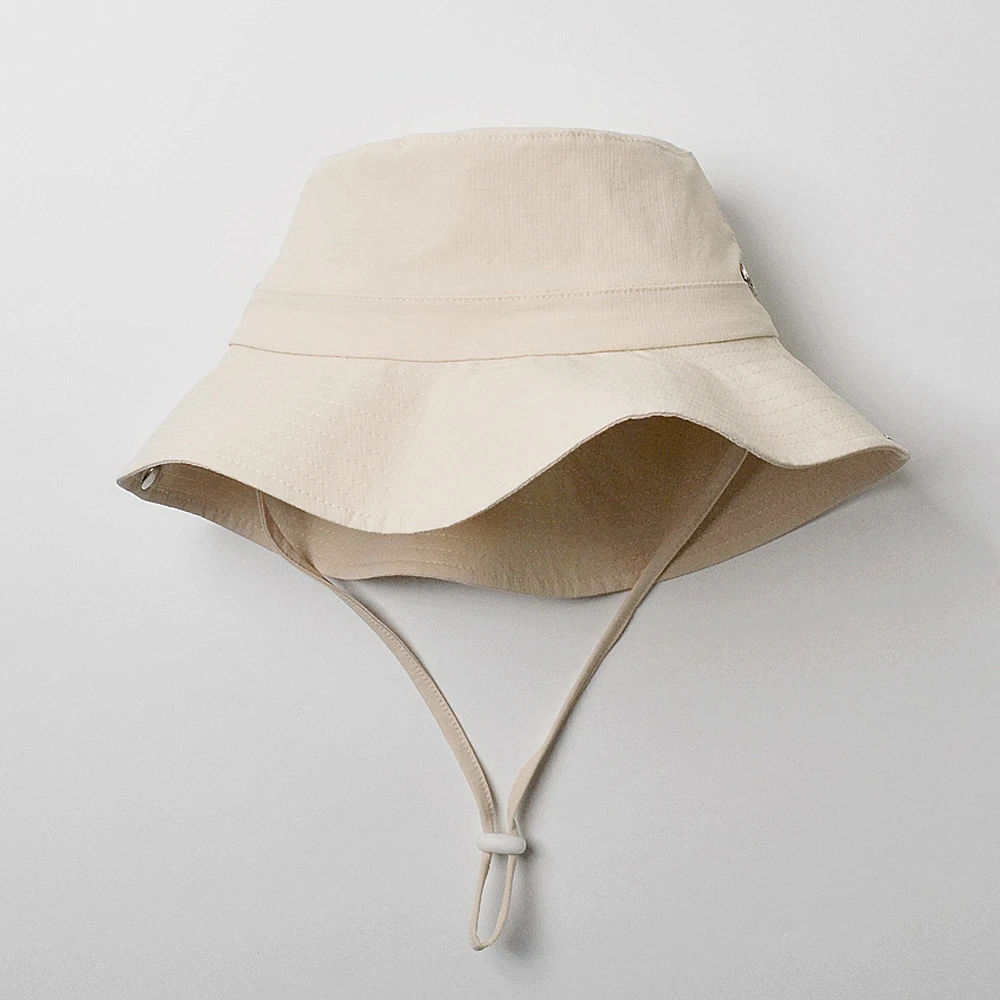 

Bucket Hat Girl Boy Kids Summer Sunshine Protection Big Brim String Cap Beach Accessory For Holiday Outdoor Spring