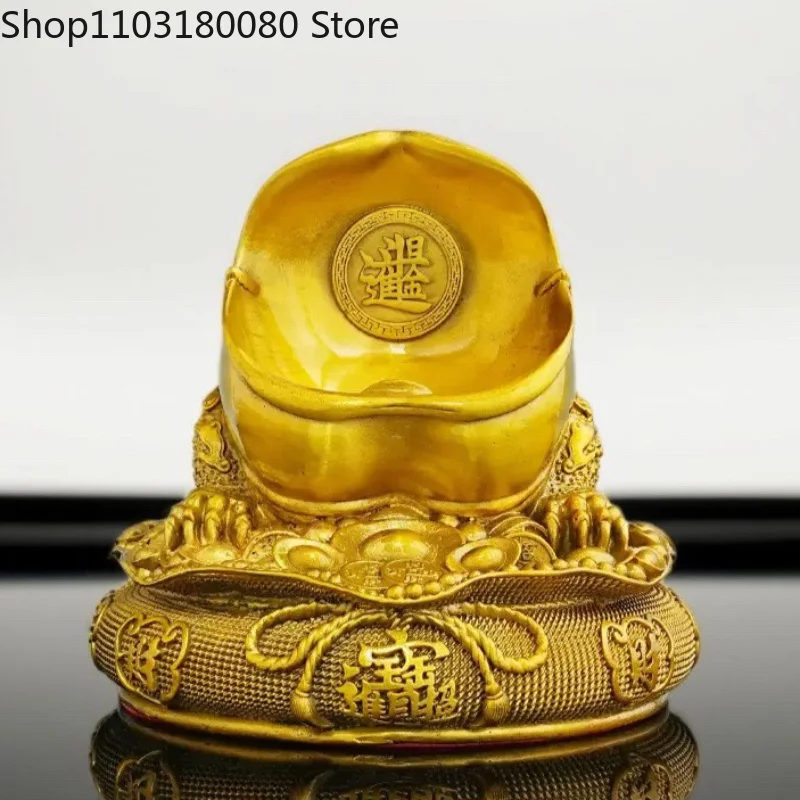 19cm Brass The Three-legged Golden Toad Treasure Bowl Jin Chan Chan Chu Chinese Feng Shui decor Lucky