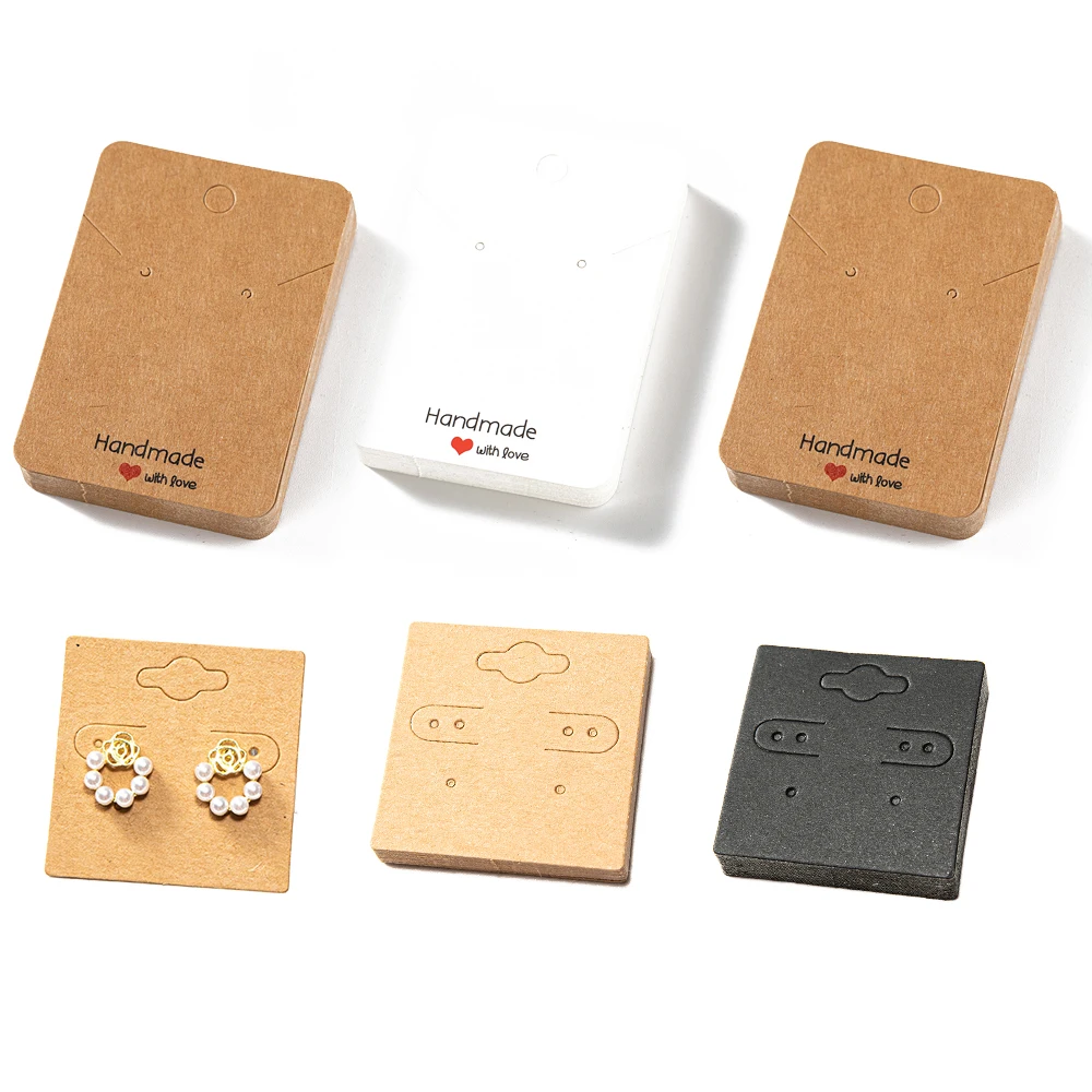 

50pcs Paper Earrings Display Stand Cards for Necklace Bracelets Jewelry Packaging Supplies Small Businesses Accessories Material