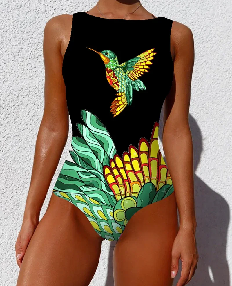 Sexy Print One Piece 2026 Swimsuit Closed Large Size Swimwear Push Up Women Flower Vintage Body Swim Beach Pool Bathing Suit