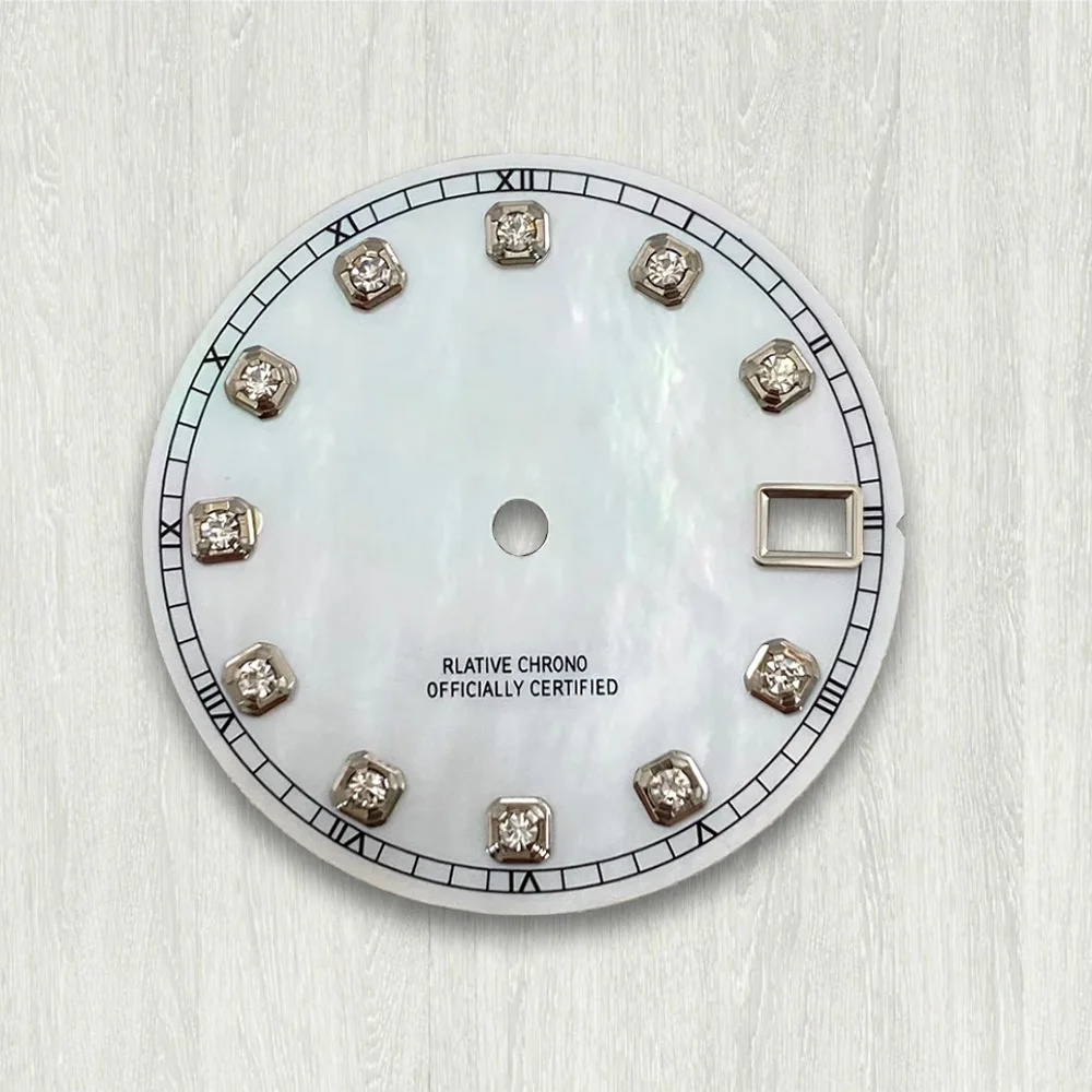 28.5mm S Logo Diamond Shell Dial Fit NH35/NH36/4R/7S Japan Movement High Quality Watch Modification Accessories