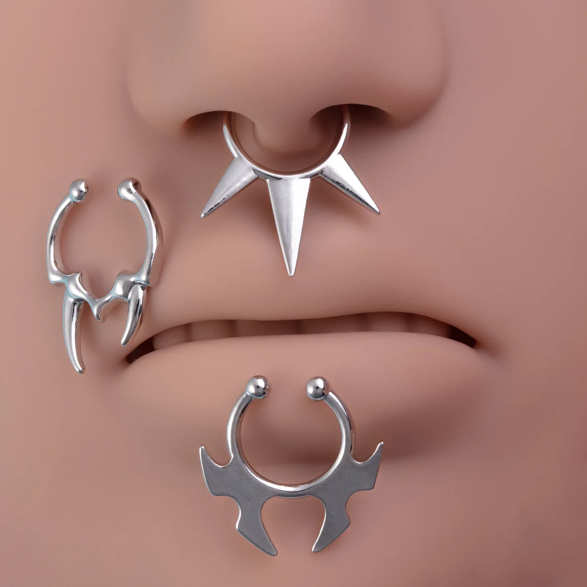 1-3pcs Fake Clip on Nose Rings Hoop Septum Non Piercing Nose Cuff Stainless Steel Horseshoe Punk for Men Women Body Jewelry