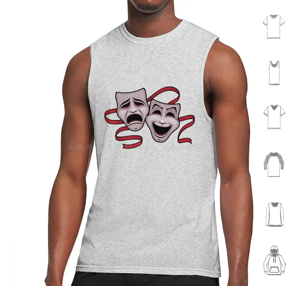 Comedy And Tragedy Theater Masks Tank Tops Vest Sleeveless Acting Actor Cinema Comedy Drama Film Frown Grief Happy Humor Joy