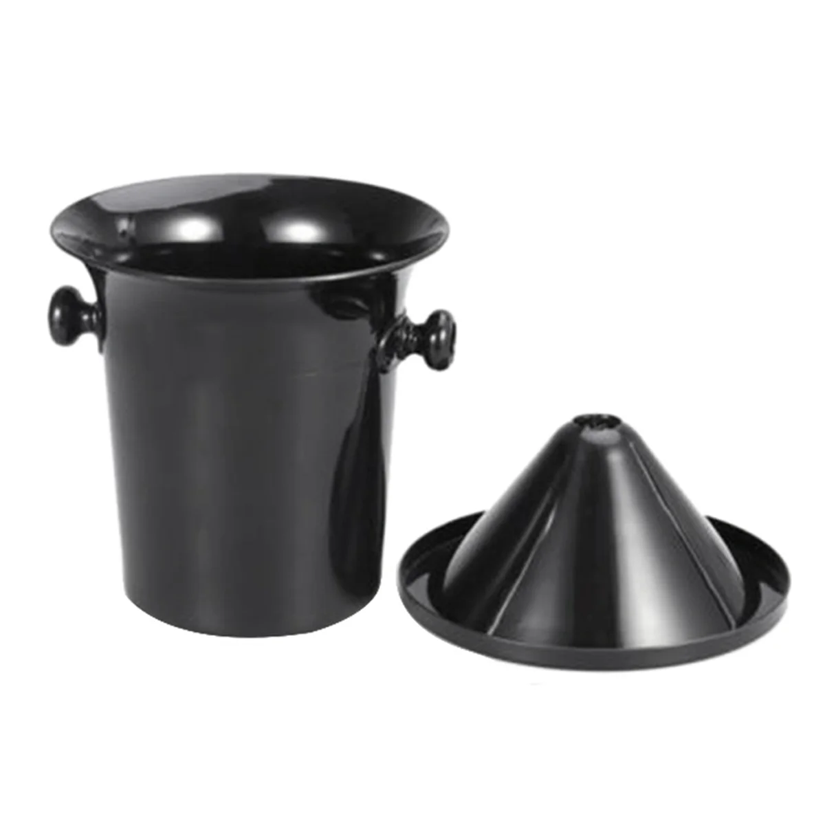 

Wine Dump Black Plastic Wine Spittoon - Standard Size with Black Funnel Champagne Bucket